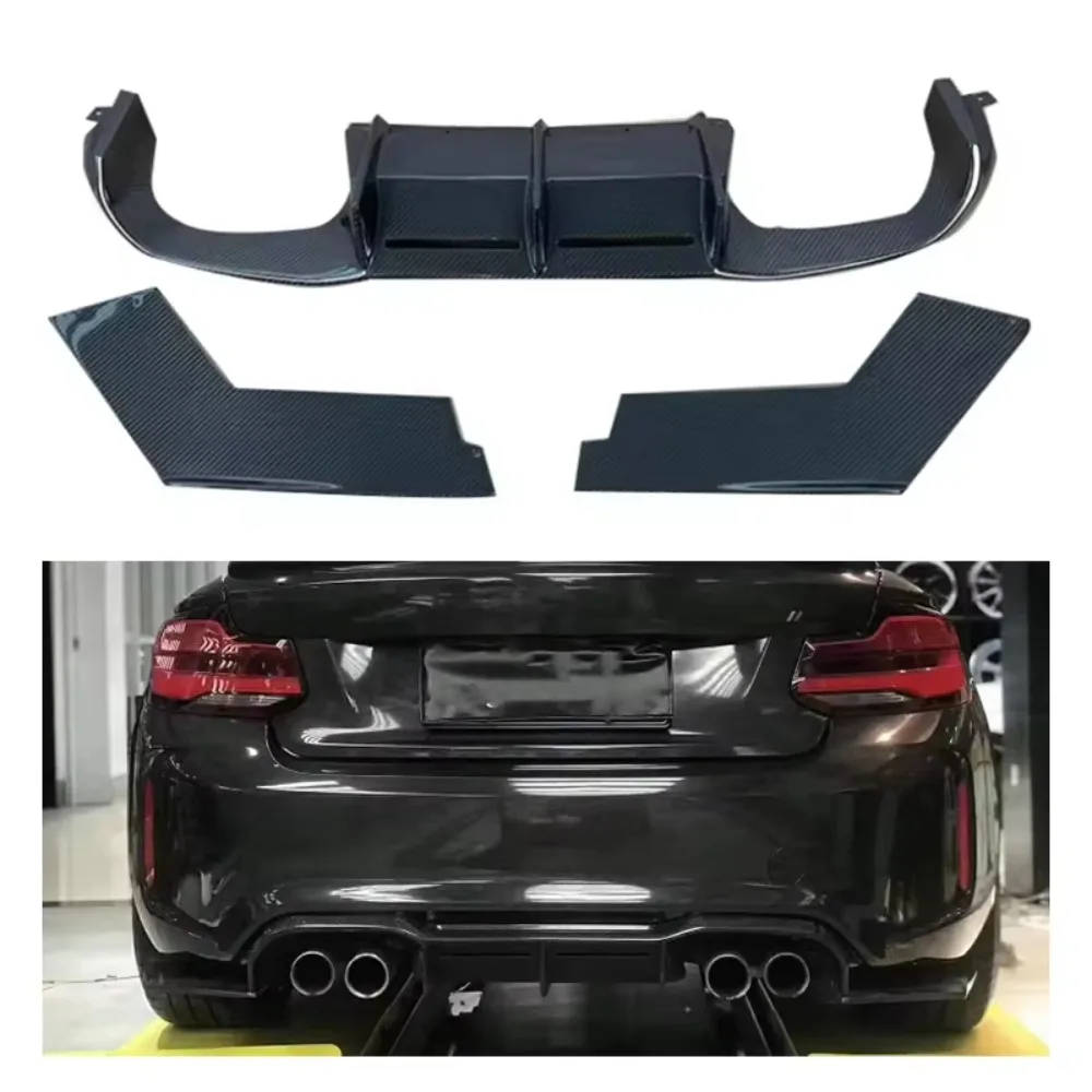 Real Dry Carbon Fiber Rear Bumper Diffuser Lip For BMW M2 F87 M2C MTC Style 2014-2022 Rear Diffuser Splitter