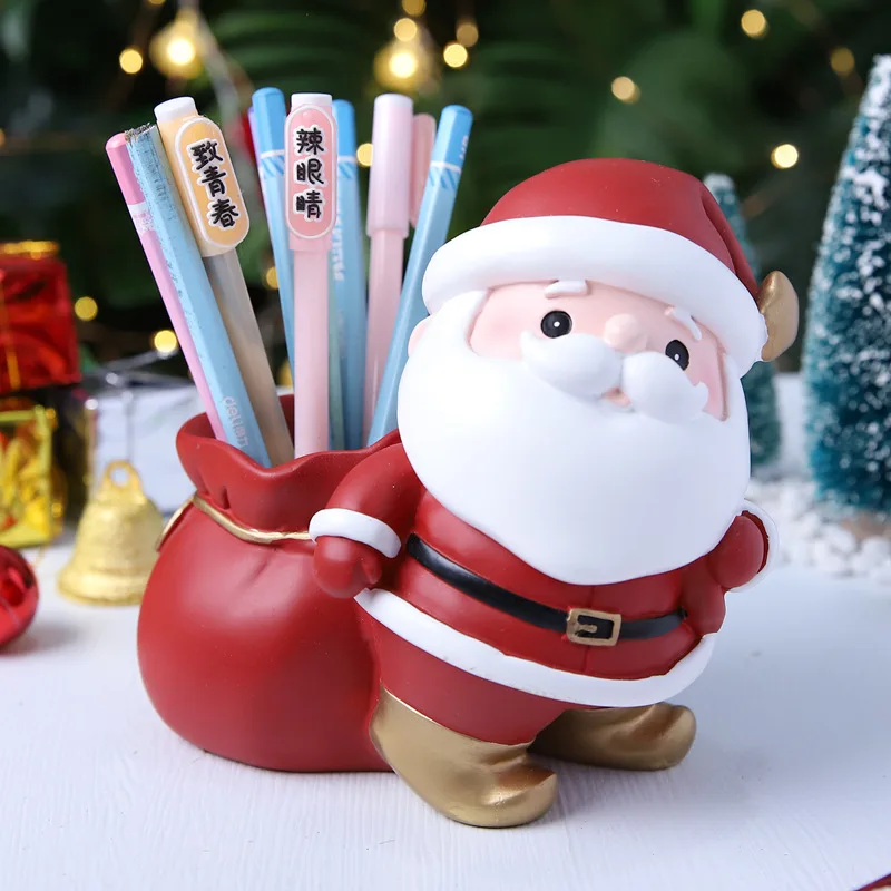 Cute Creative Santa Claus Pen Holder Savings Jar Creative Storage Money Jar New Year's Children's Gifts Resin Ornaments