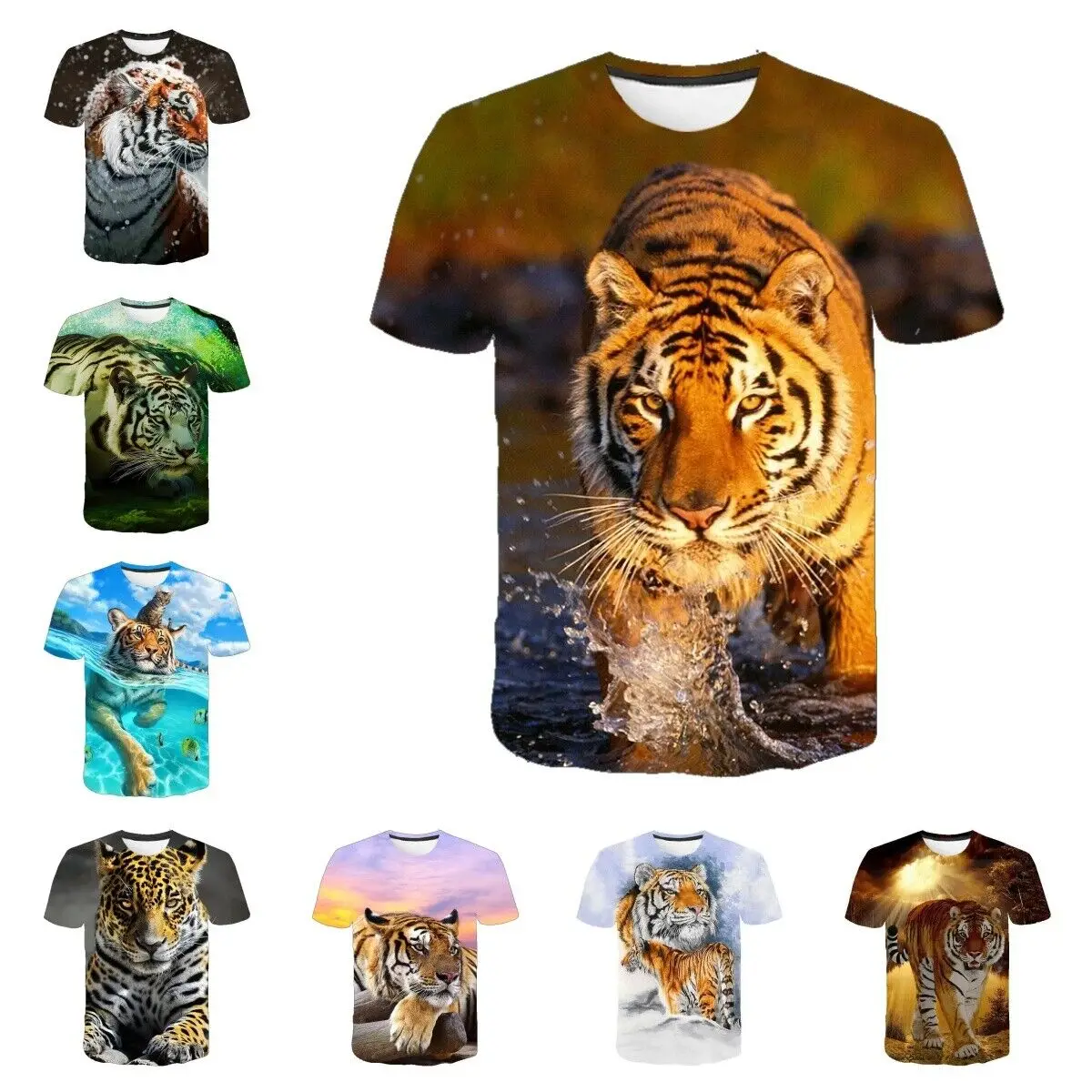 Tiger 3D T-Shirt Unisex Kobiety Mężczyźni Dzieci Topy z krótkim rękawem Pullover