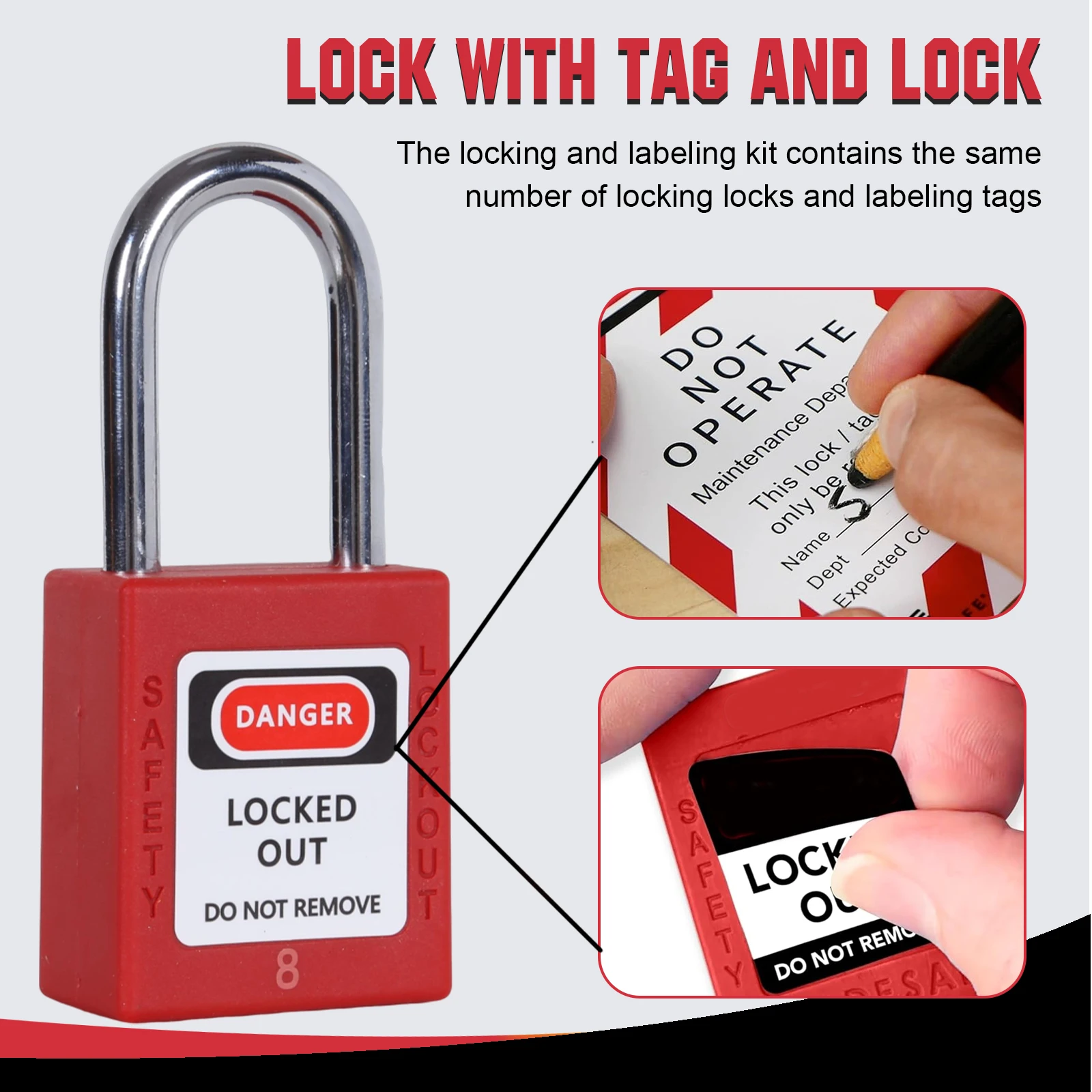 

100 Pcs Lockout Tagout Locks with 100 Pcs Tags Electrical Lockout Tagout Kit for Electrical Applications