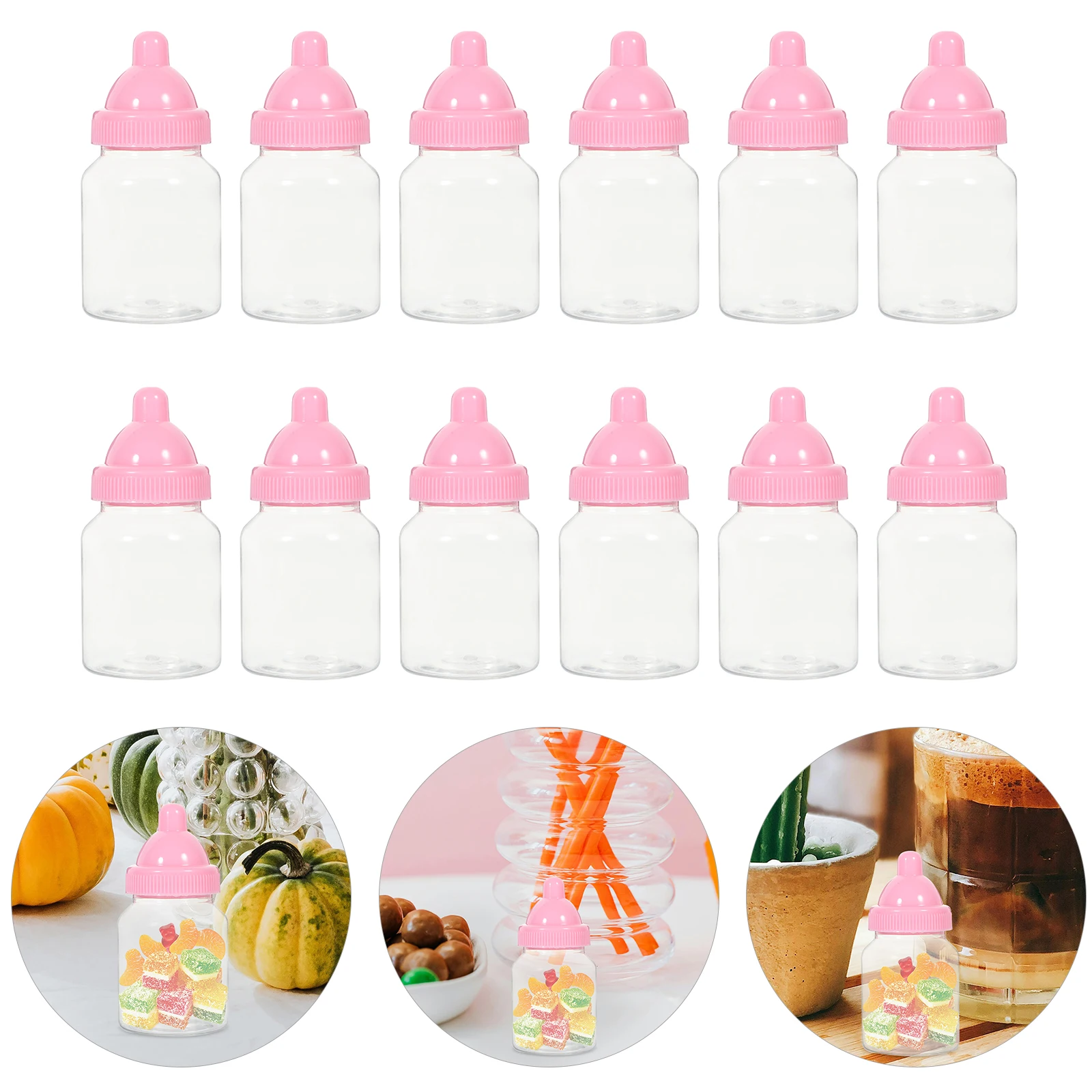 

12Pcs Milk Bottle Candy Box Transparent Baby Shower Party Favors Container Sweets Packaging Gifts Wedding Birthday Decorations