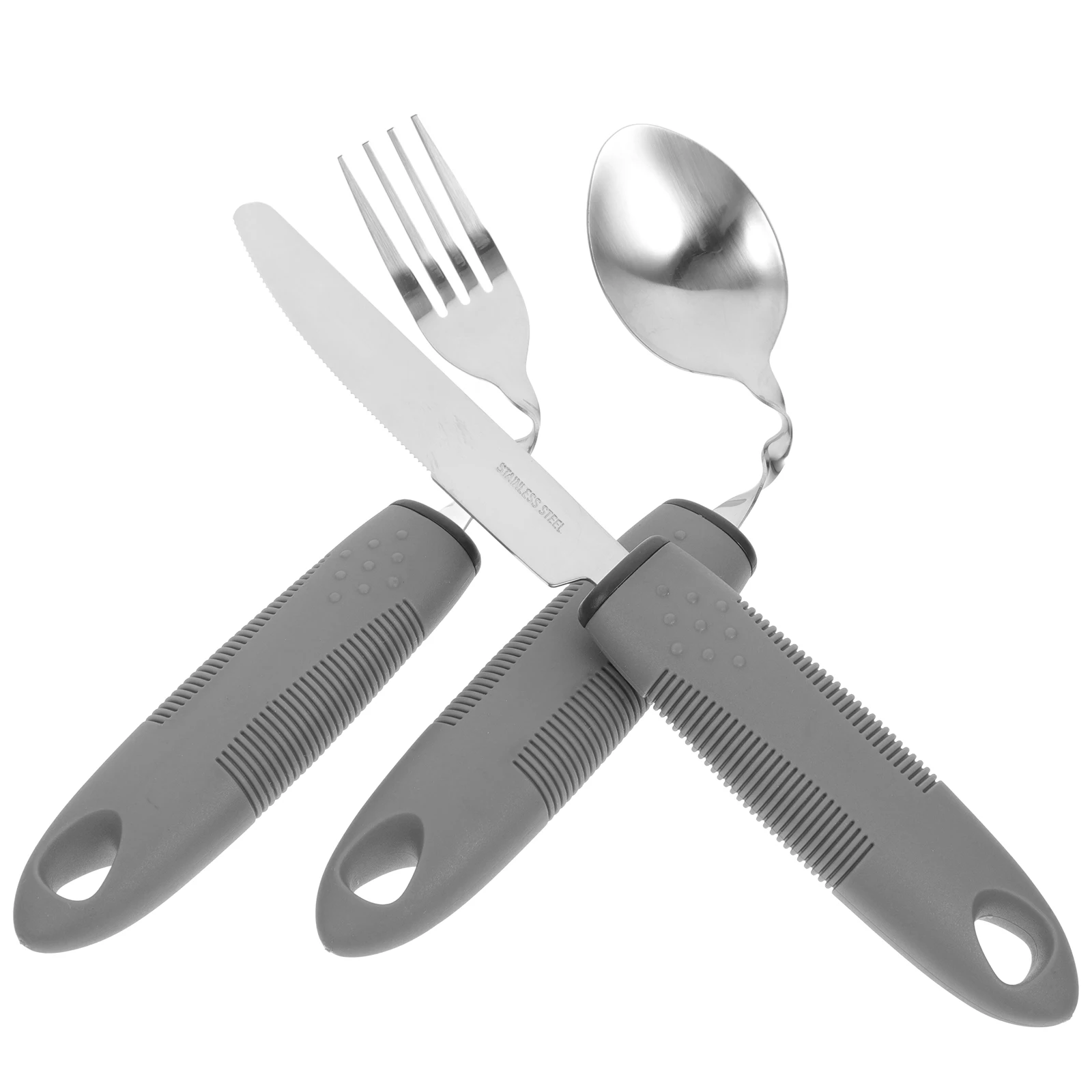 

1 set 1 Set Of Assistive Eating Utensils For Elderly Curved Handle Spoon Tremble Proof Portable Adaptive Fork Spoon For Disabled
