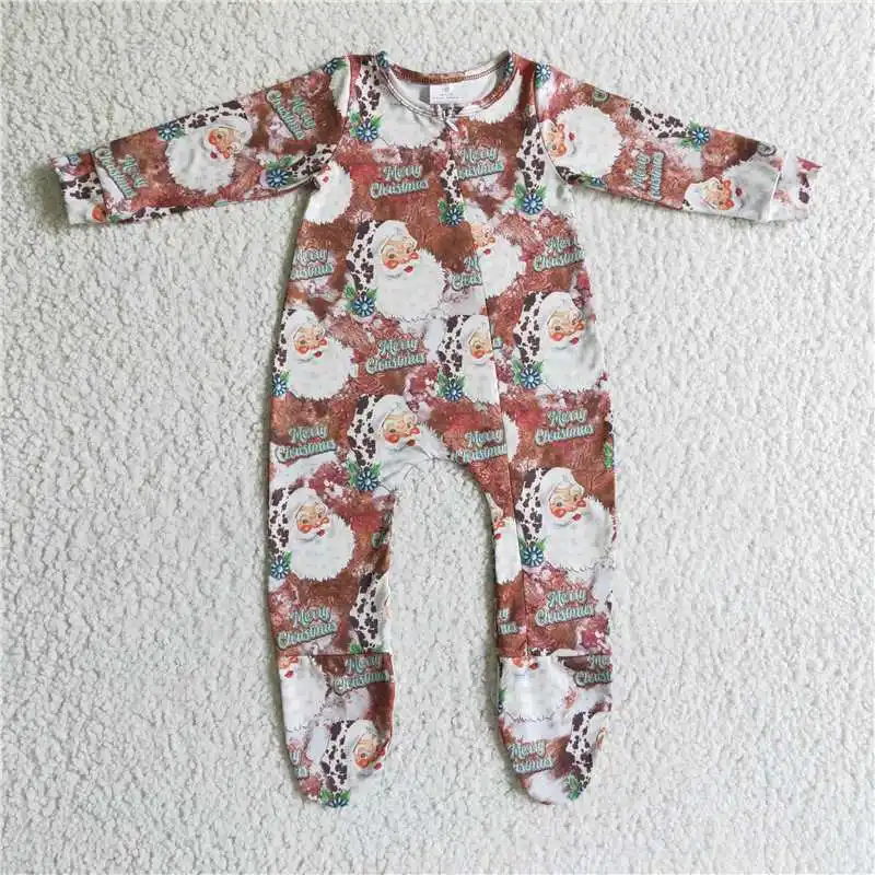 Santa Brown Long Sleeve Onesie