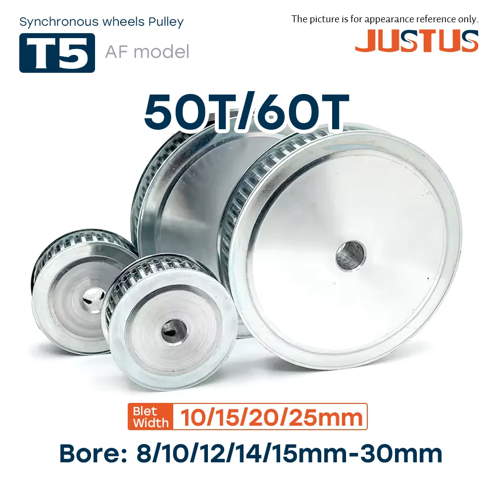 T5 AF Shape Timing Pulley Teeth 50T 60T Pitch 5mm Bore 8/10/12/14/15mm-30mm For Width 10/15/20/25mm T5 Rubber Synchronous Belt