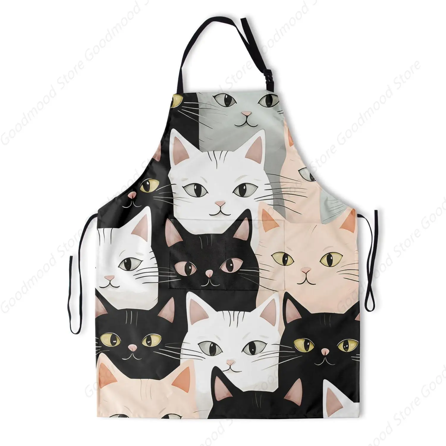 

Cute Cat Apron with Pockets Kitten Painter Aprons Puppy Animal Artistic Aprons for Cooking Chef Grill