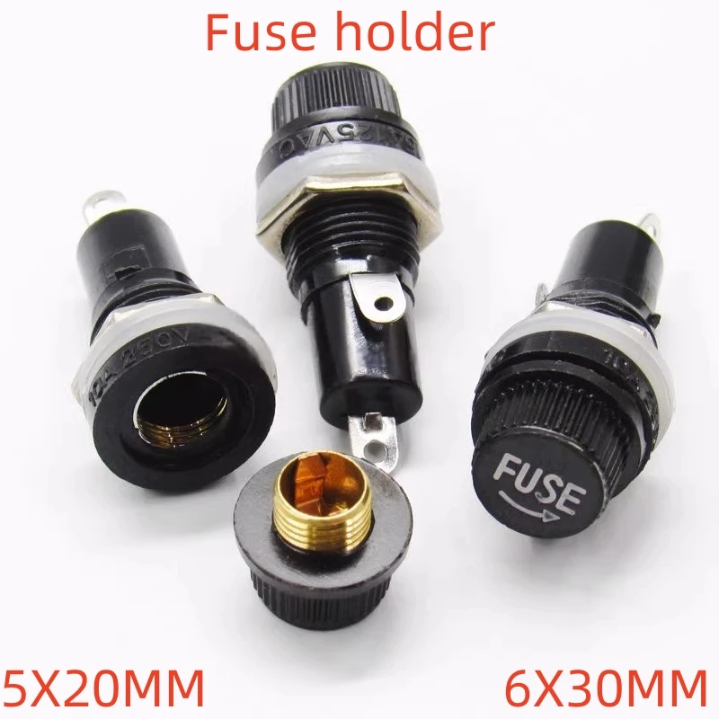 

1PCS Fuse holder 5*20MM black knob 6X30MM glass socket fuse socket high temperature resistant bakelite