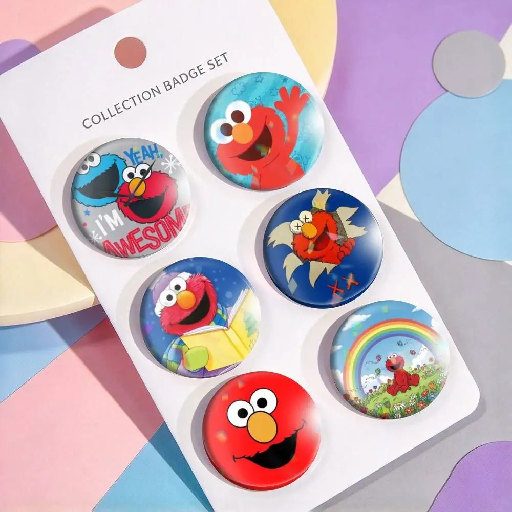 The Cute Cartoon E-Elmo  25mm 32mm 44mm 58mm 75mm Brooches Badges Pins for Accessories Gift