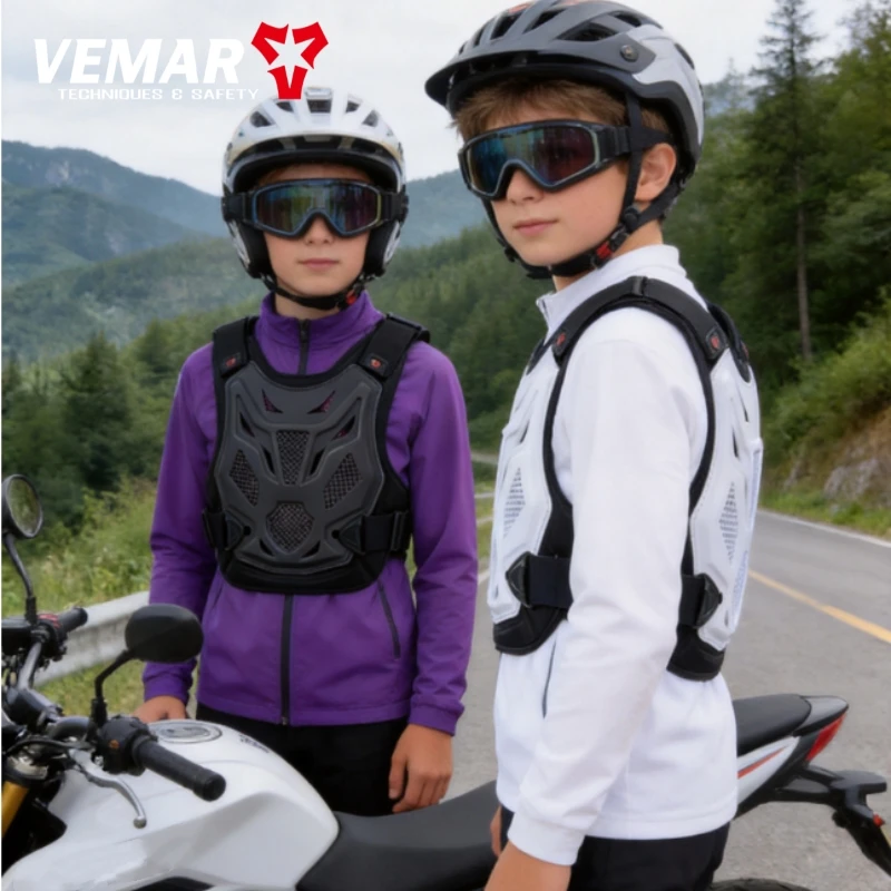 VEMAR Youth Older Children Safety Vest, Motorcycle Chest Protector Pre-Teens Shock-Absorbing Armor for Balance Bike & Motocross