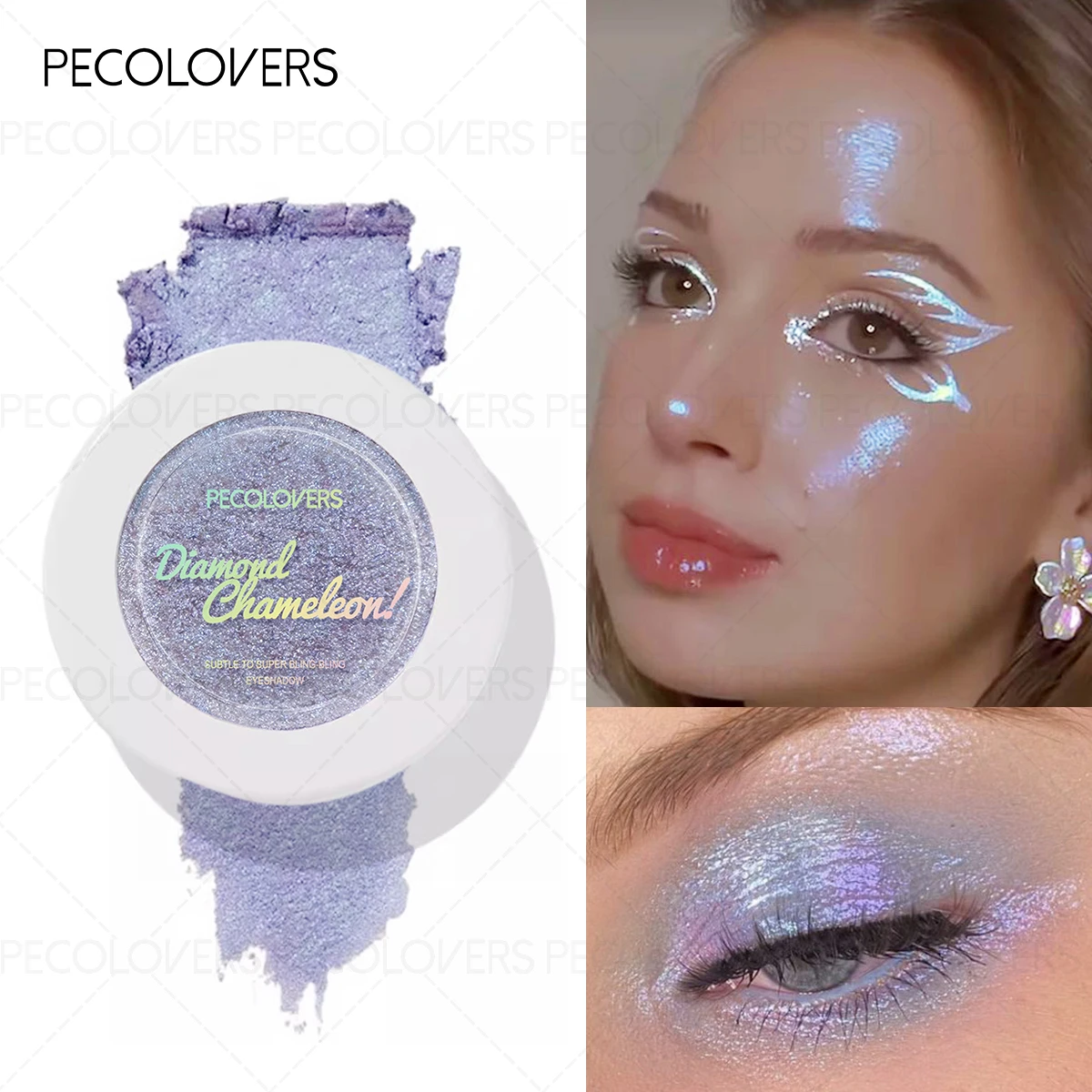 Wasserfester Chamäleon-Glitzer-Lidschatten, langanhaltendes chromfarbenes holografisches Lidschatten-Pigment, Augen-Make-up für Frauen, Kosmetik
