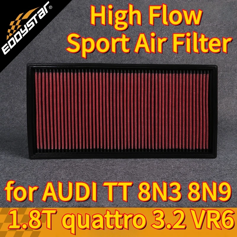 

High Flow Sport Air Filter for AUDI TT 8N3 8N9 10.1998-02.2007 1.8T quattro 3.2 VR6 Washable Racing Intake Filters