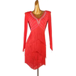 Line Dance Suit Women Latin Fringed Dress Woman Wear Ballroom Dresses 2024 Girls Costume New Competition Dancing Womens Female