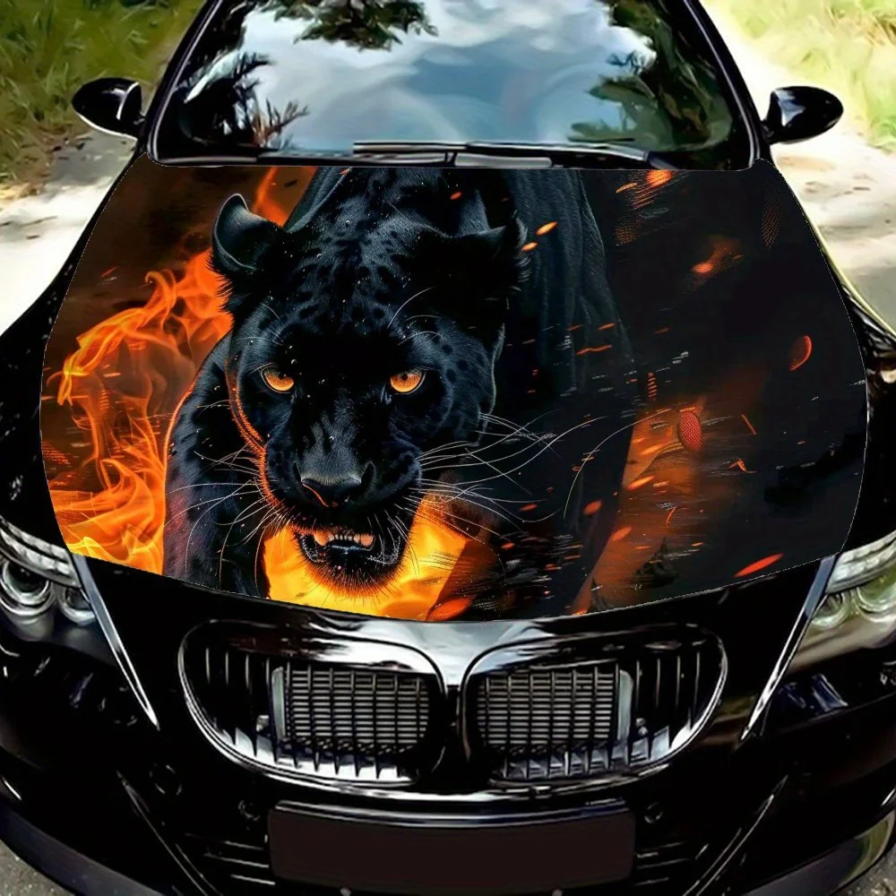 

Flame Panther PVC Engine Hood Stickers Suitable for Cars and SUVs - Durable, Stylish Automotive Accessories That Are Easy To App