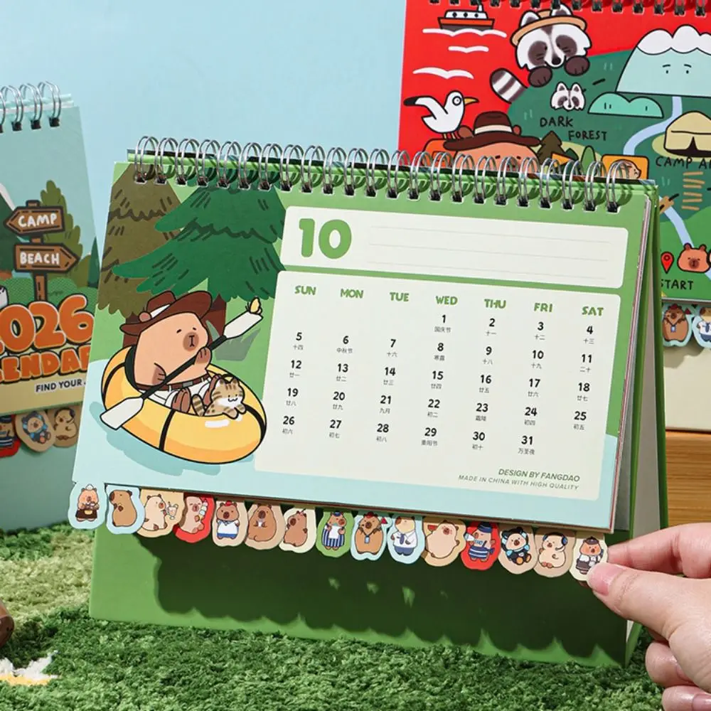 

Капибара Лес 2026, настольный календарь, переплет на катушке, заметки, настольное расписание, один месяц, чтобы просмотр, ежемесячный календарь, планирование работы