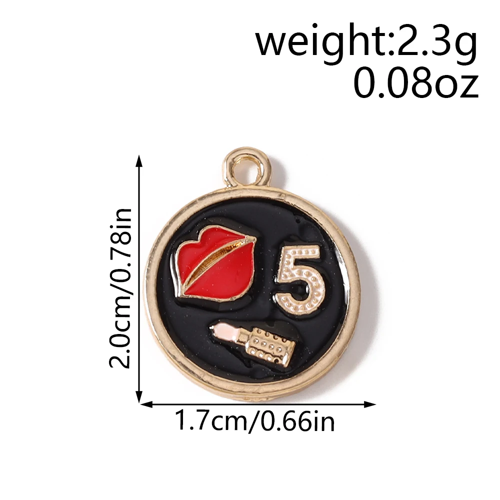 Leslie 10 Stück 17*20mm Emaille-Lippenstift-Anhänger für Schmuckherstellung, Anhänger, Halsketten, Ohrringe, DIY Handgemachte Armbänder, Bastelarbeiten – Detail 1