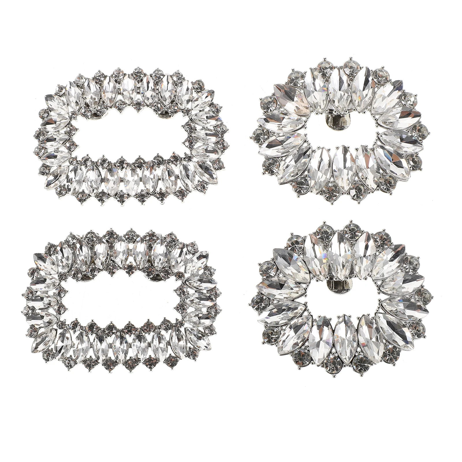 

4pcs Detachable Shoe Buckles Flower Clips Rhinestone High Heel Embellishments Elegant Party Bridal Decor Charms for Women