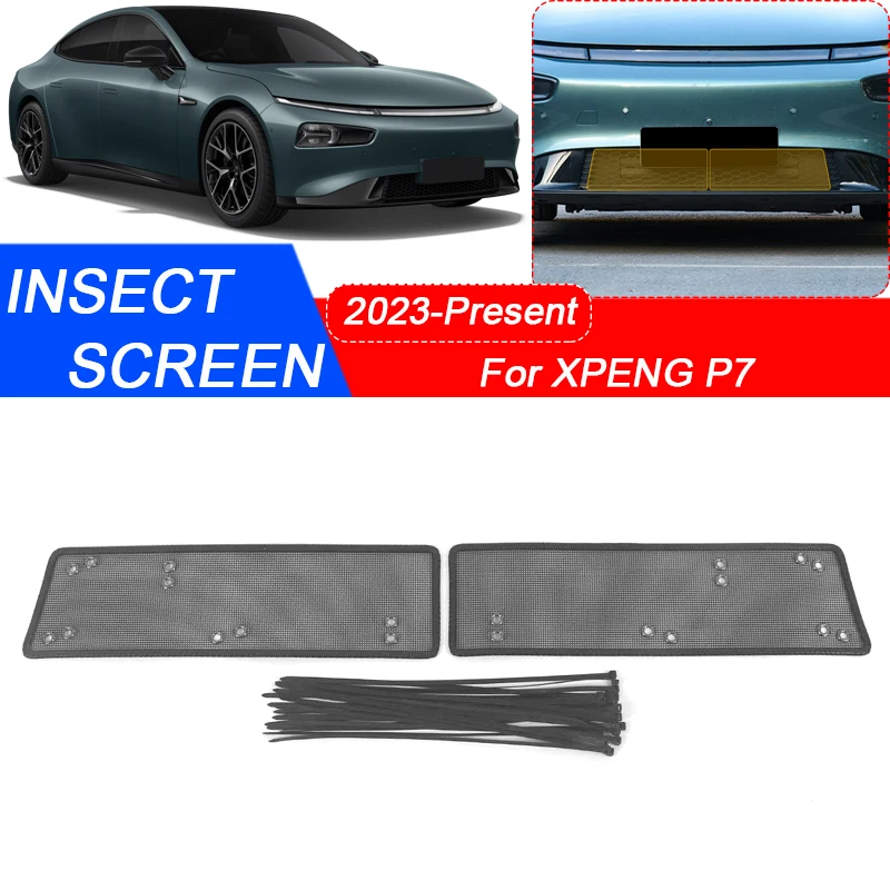 2pcs For XPENG P7 P7i 2023-Present Car Insect-proof Air Inlet Protect Cover Airin Insert Vent Racing Grill Net Accessories