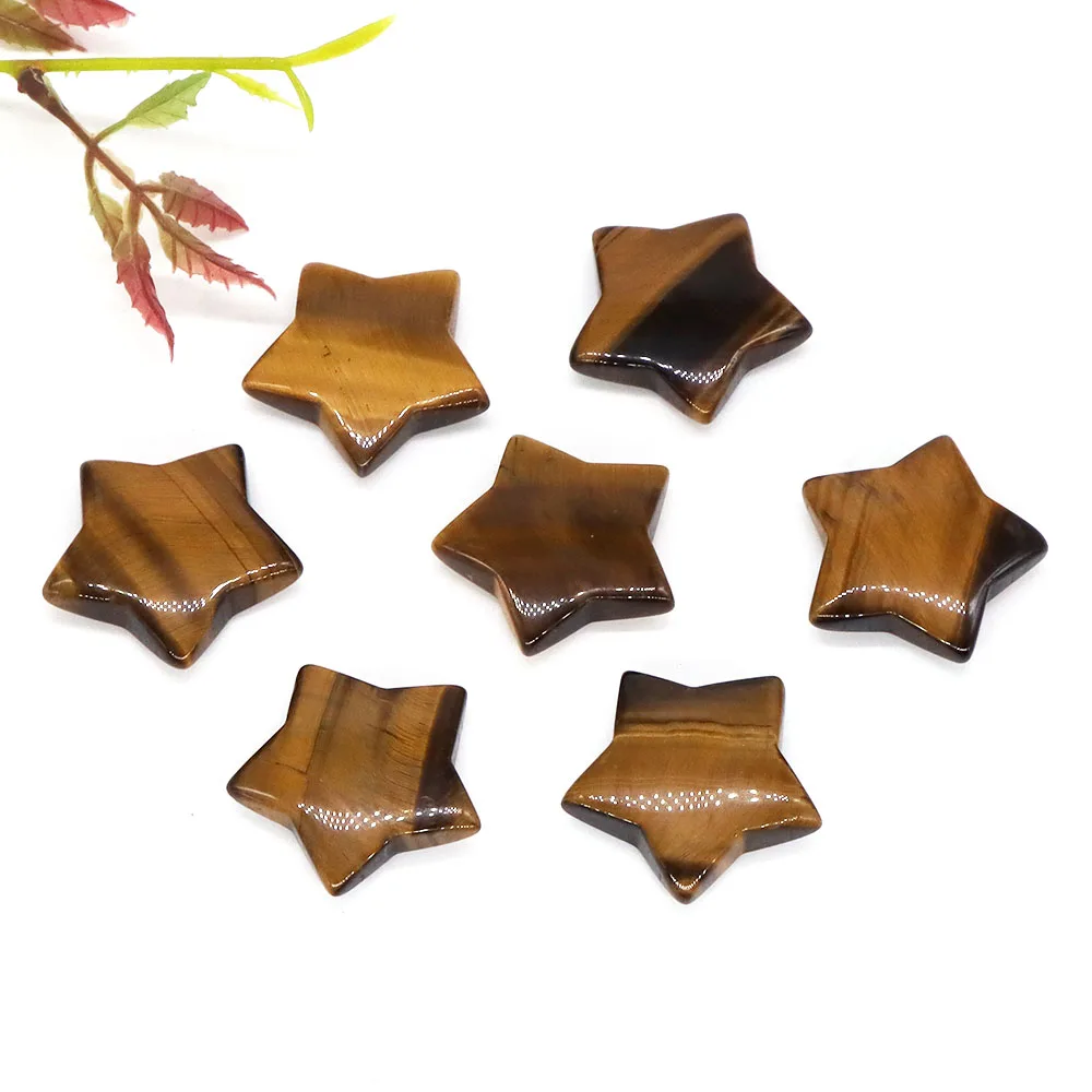 10 Pcs/Lot 30mm Star Shape Natural Gemstone Yellow Tiger Eye Crystal Reiki Healing Stone For Making Mascot Jewelry Love Gifts