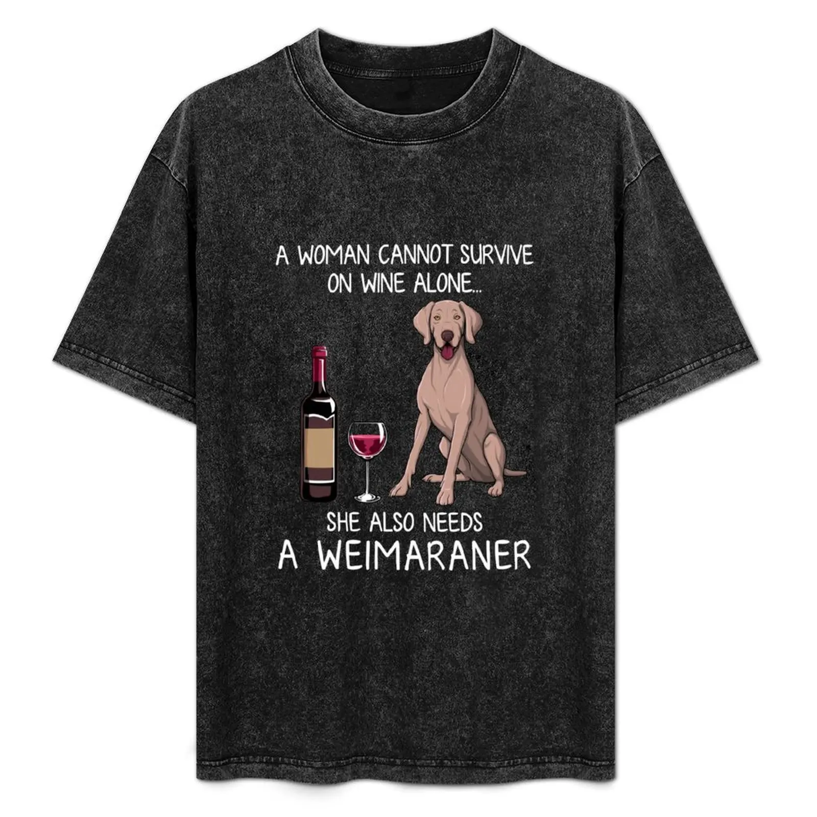 Weimaraner and wine Funny dog T-Shirt Summer Holiday T-Shirt