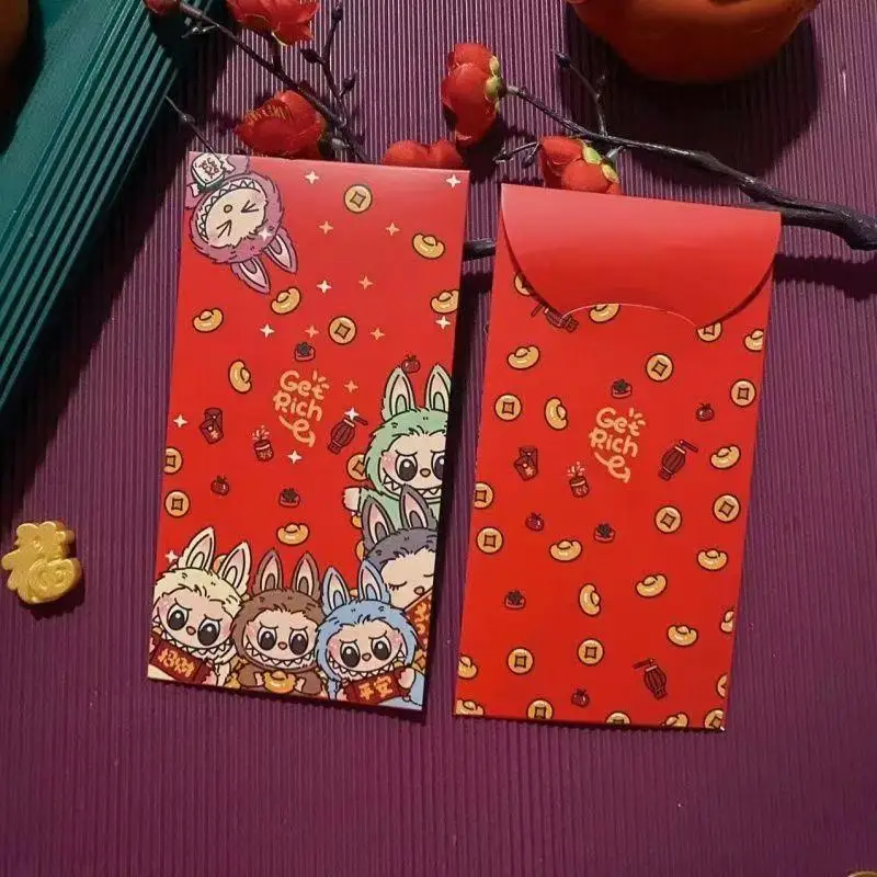 Hot Chinese New Year Red Envelopes 10pcs Cute Labubu Anime Money Envelope Wedding Gift Good Luck Money Packets Kid Festival Gift