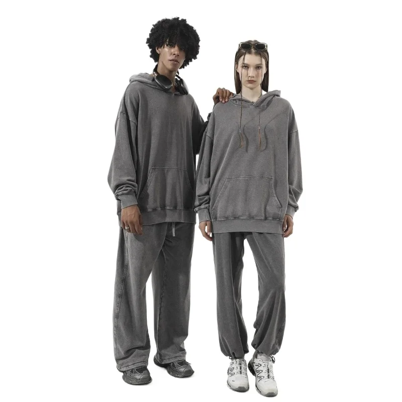 

Lezyan Washed Cotton American Retro Old Hooded Cardigan Autumn Winter Sweater Jacket Cross-border OVERSIZE Wholesale