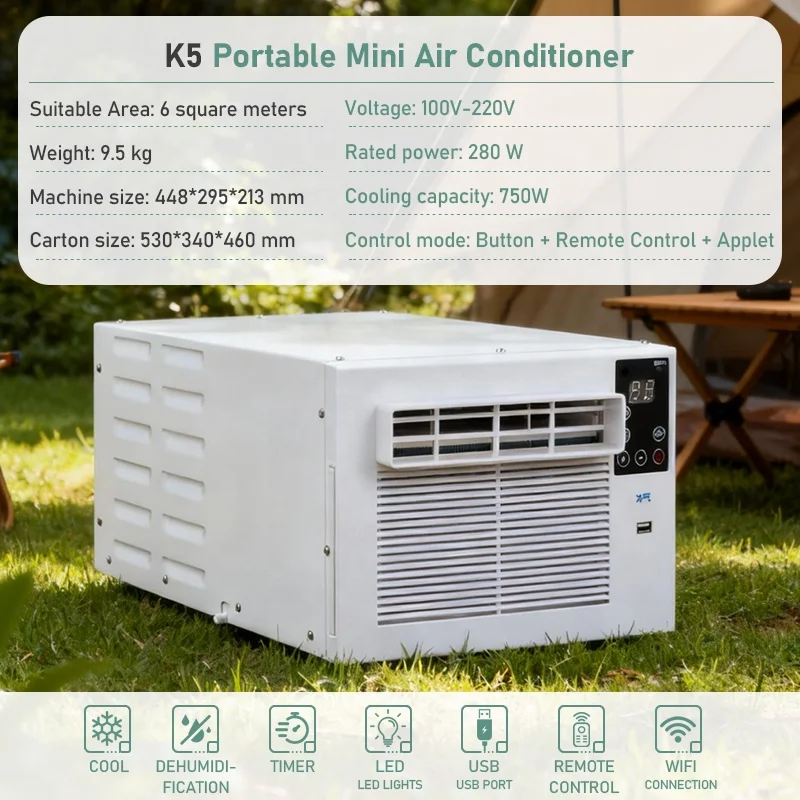 Hot Sell Apartment Room Mini Por Ac Unit Compressor Cooling Only Mobile Air Conditioners for Camping Tent