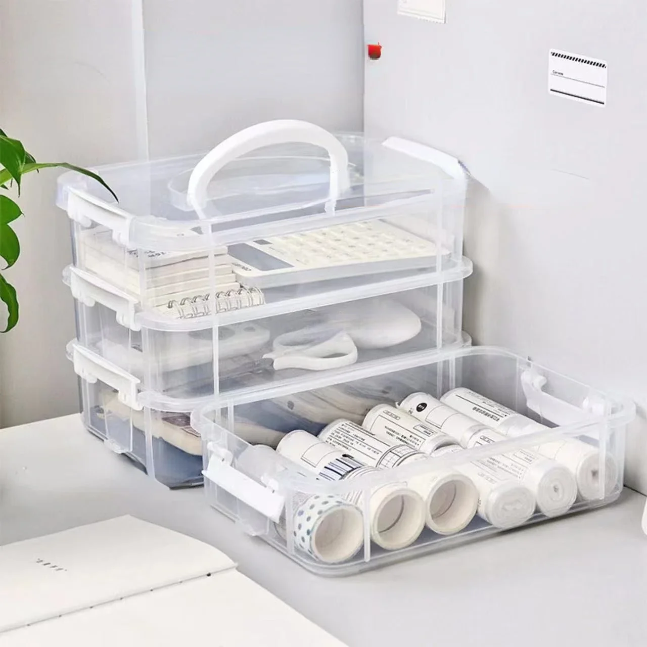 Multi-layer Washi Tape Storage Box DIY Material Organizer Bead Storage Box with Dividers Bead Container Washi Tape Organizers