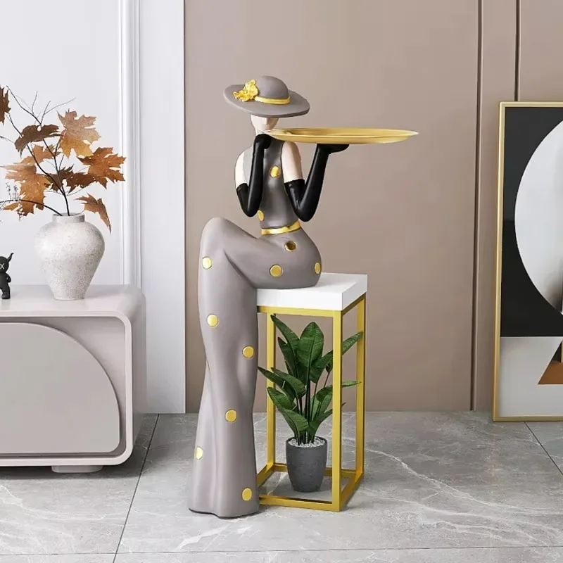 【Popular】Fashion Resin Crafts 78cm Figurine Home Decoration Plate Tray Can Hold 3kgs Besides of Living Room Sofa Decoration Larg