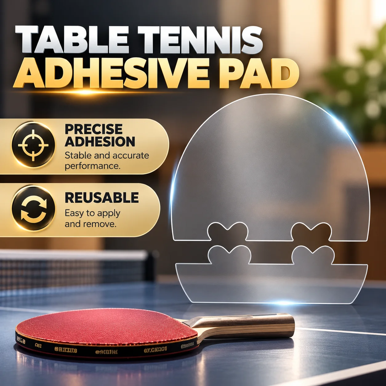 Three-In-One Table Tennis Racket Adhesive Rubber Positioning Aid, Self-Adhesive Table Tennis Racket Rubber Aid, Universal Aid for Both Horizontal and Vertical Rackets