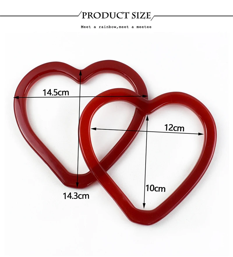 2/4Pcs 14cm Plastic Resin Heart Ring Bags Handle Women's Handbag WovenBag DIY Handmade Purse Frame Handles Bag Accessories