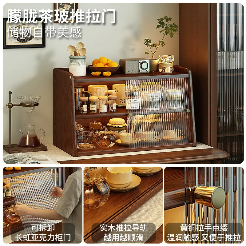 HYS Solid Wood Cup Holder Kitchen Countertop Water Cup Large Capacity Dustproof Storage Shelf Desktop Teacup Tea