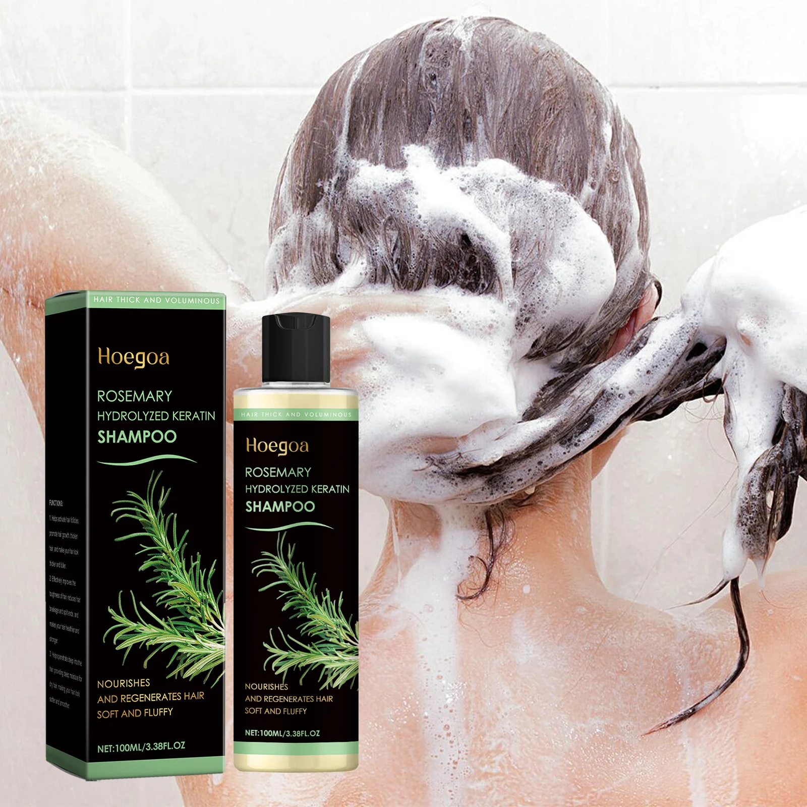 Rosmarin-Shampoo zur Stärkung des Haarwuchses, Tiefenpflege der Kopfhaut, Ölkontrolle, Reparatur von Splissenden, Anti-Schuppen, Erfrischendes Shampoo