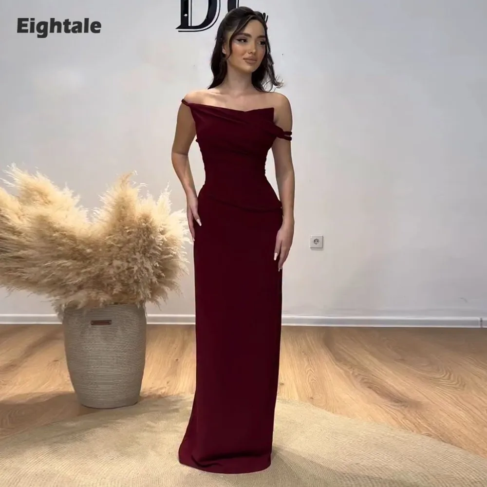 

Eightale Arabic Evening Dress for Wedding Party Scoop Burgundy Floor Length Muslim Mermaid Black Customized Prom Gown