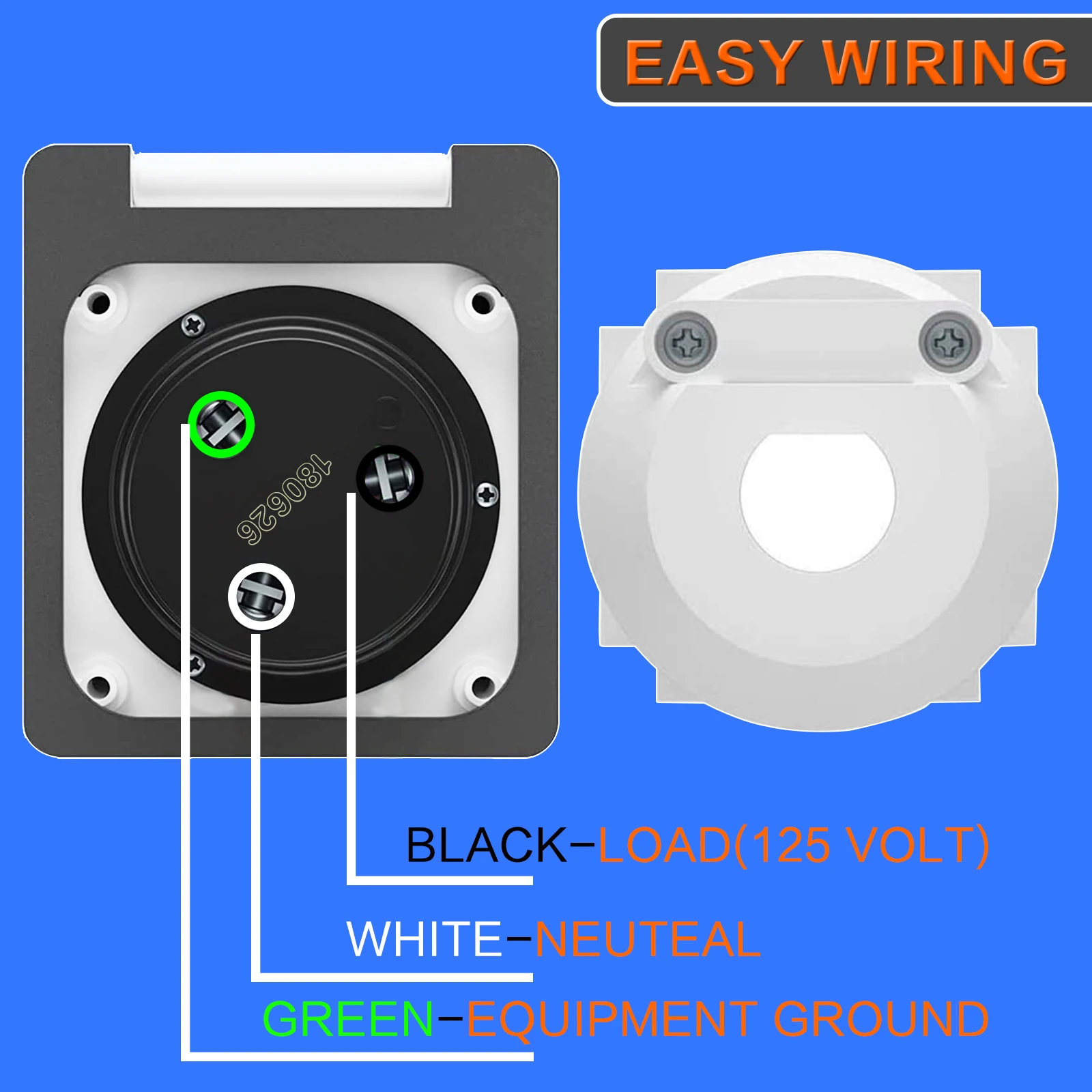 30A 125V Power Inlet Receptacle RV Power Twist Lock with 3 Stainless Steel Pins Marine Shore Power Inlet for Camper RV