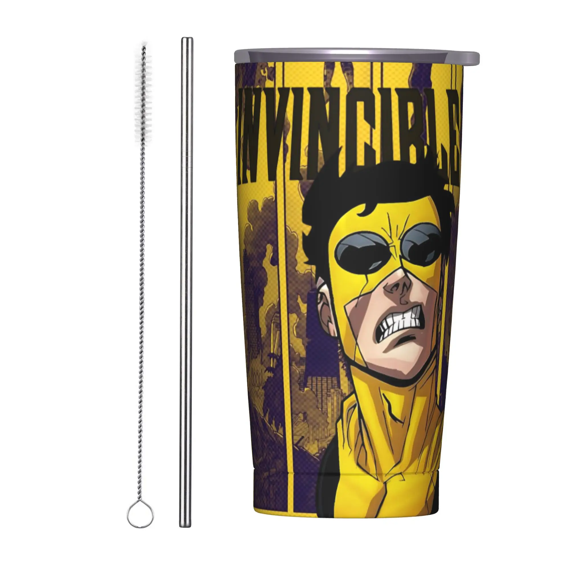 Invincibles Comic Insulated Tumbler with Lid  Stainless Steel Thermal Mug Outdoor Portable Car Bottle Cups 20oz
