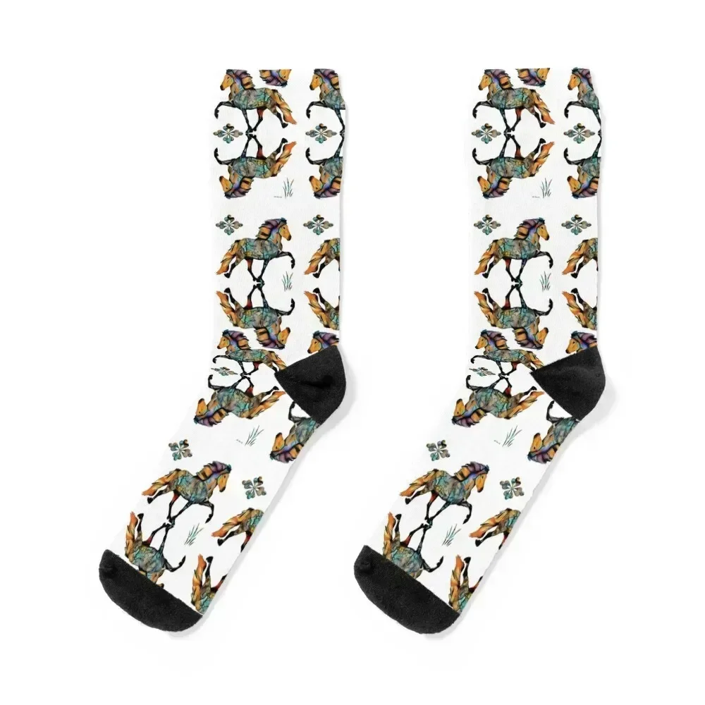 

PopArt Icelandic Horse Socks Lots winter anti-slip warm winter Luxury Woman Socks Men's