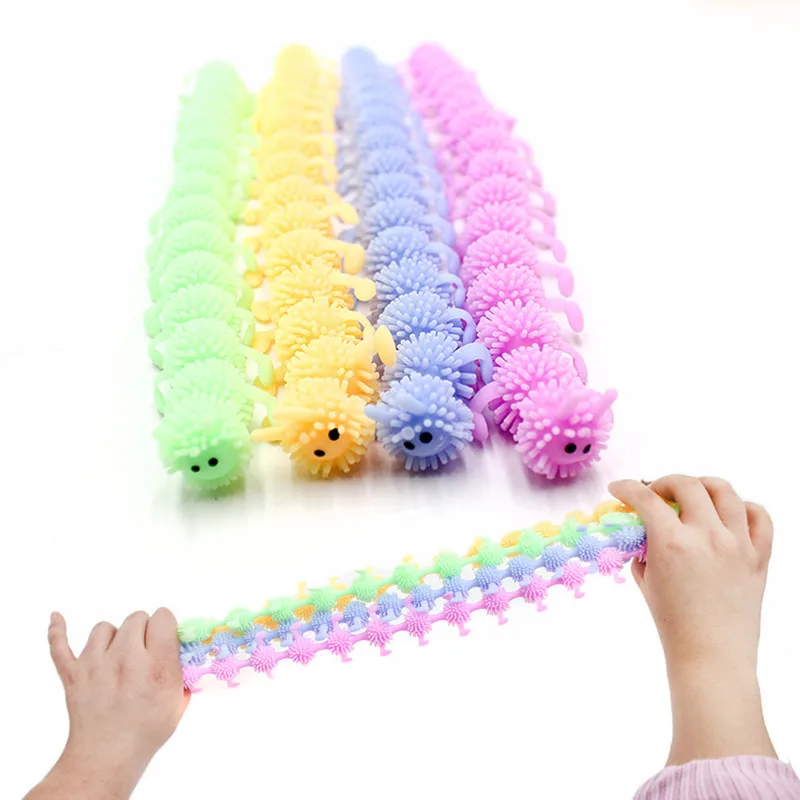 1pc TPR Caterpillars Sensory Toy Stress Relief Stretchy String Worm pops Fidget Therapy Anti Anxiety Fidget for Teenagers Adults