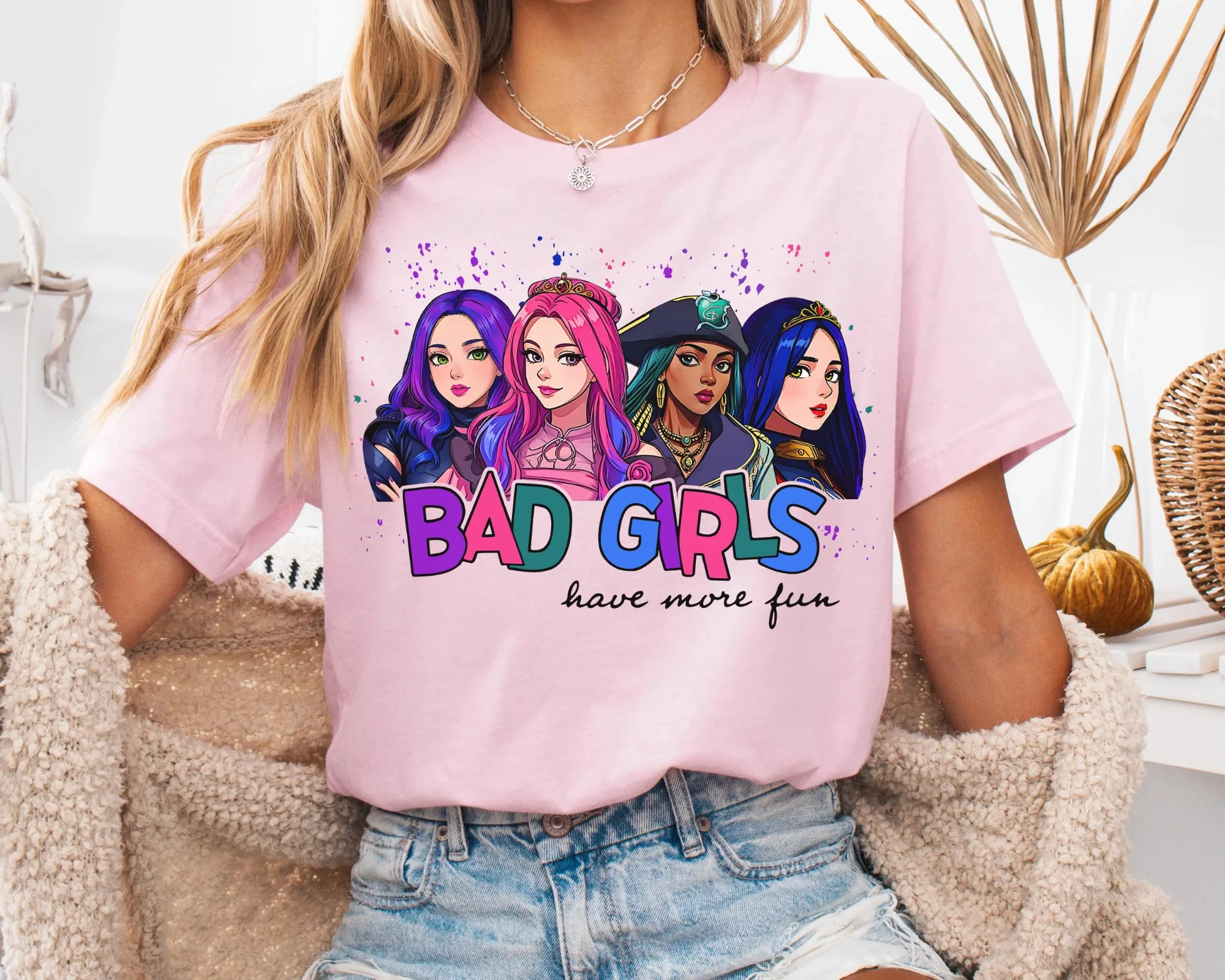 

Футболка Disney «Descendants» «Bad Girls Have More Fun», футболка Disney «Uma, Evil, Mar, Audrey», семейная футболка на тему Диснея