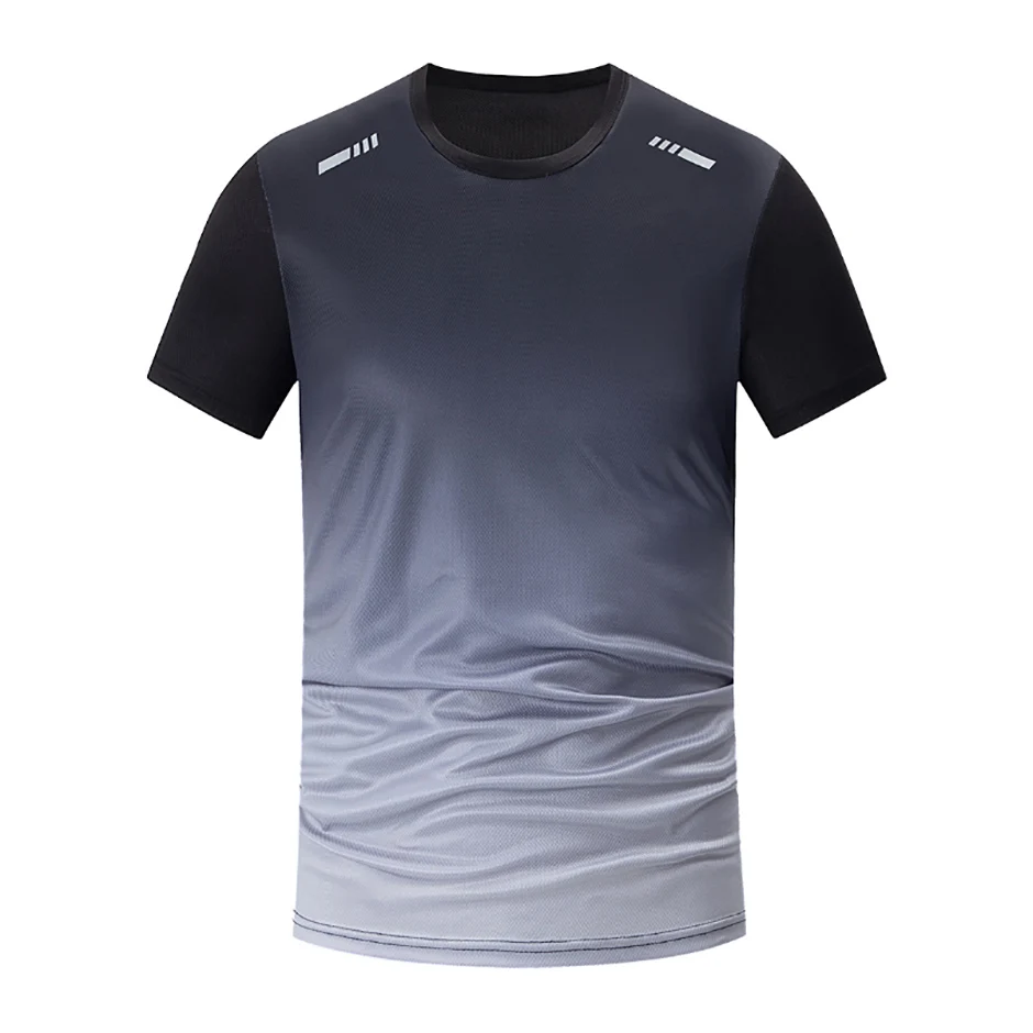 1/2/4/6-teiliges saisonales Sport-Stil-Set für Herren mit Farbverlauf, schnell trocknend, mehrfarbig, kurzärmeliges Oberteil, lässiges Lauf-Shorts-Set in Schwarz – Detail 13