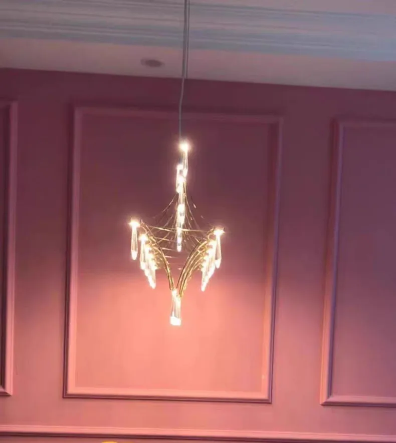 Restaurant Strip Chandelier Postmodern Light Luxury Lobby Front Desk Lamp Designer Minimalist Bar Dining Table Crystal LED Lamp