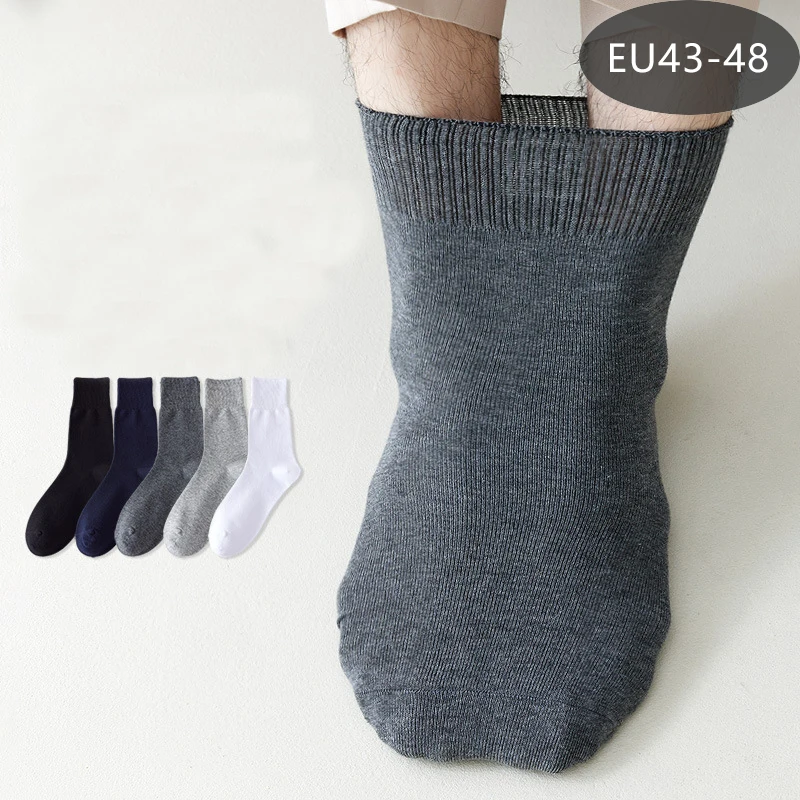 Calcetines cortos de algodón para hombre de negocios, medias suaves y esponjosas, talla grande, sólido, suelto, prevención de venas varicosas, Diabetes, Formal