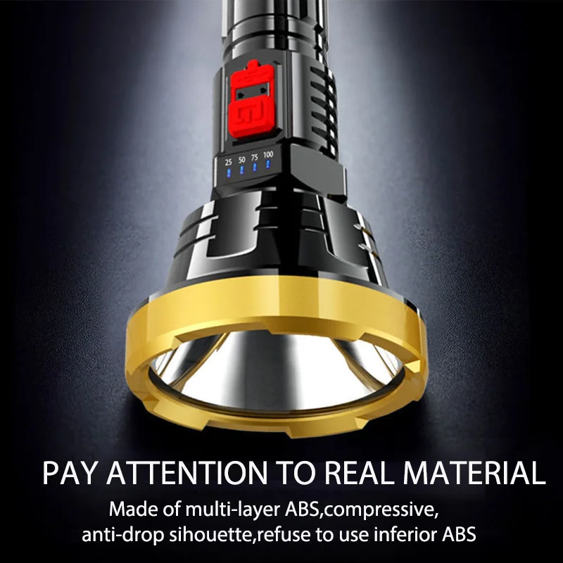 Focus-Super Powerful LED Flashlight, Tactical Flash Light, Long Range Torch, Waterproof Camping, USB Rechargeable Hand Lights