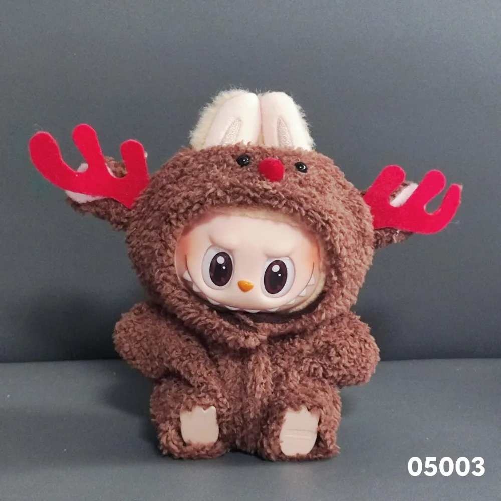 17 سنتيمتر ملابس دمية قطيفة صغيرة الزي اكسسوارات ل Labubu أيدول V1 V2 عيد الميلاد كوكي رجل سترة قبعة الملابس هدية السنة الجديدة #2