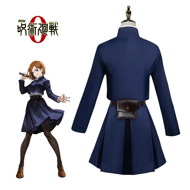 Jujutsu Kaisen Kugisaki Nobara Costume Cosplay Parrucca Tasca Tattoo Anime Halloween Uniforme da donna Set completo per donne e ragazze