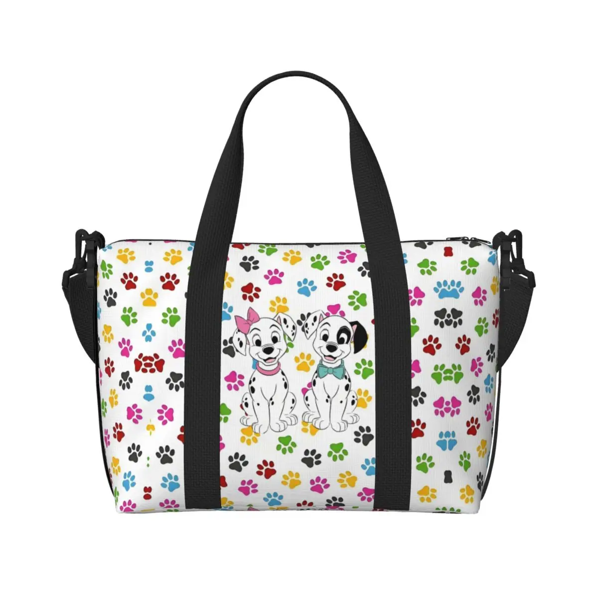 

Custom Paw Prints Hearts Dalmatians Tote Bag Women Big Capacity Cute Anime Dog Cartoon Beach Gym Travel Bags