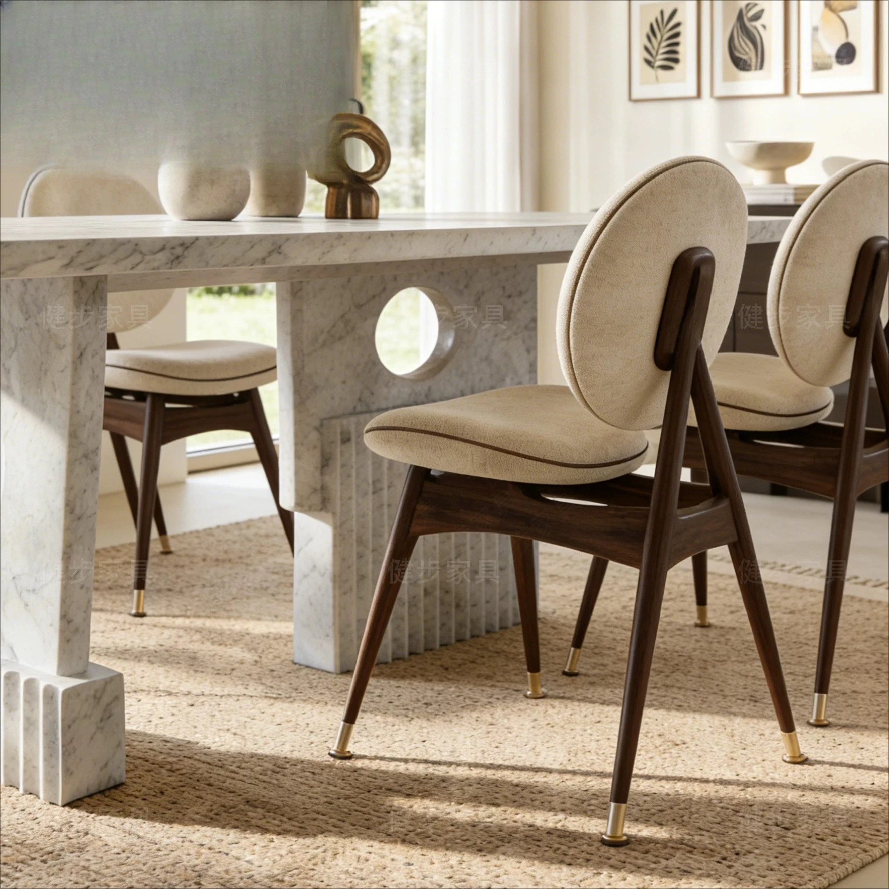 Solid wood dining chair Simple back chair Household chair Hotel lobby Restaurant study