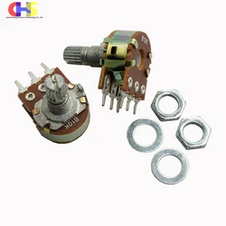 2pcs WH148 6Pin Double Linear Taper Rotary Potentiometer 1K 2K 5K 10K 20K 50K 100K 250K 500K 1M Ohm,Shaft Length 15mm