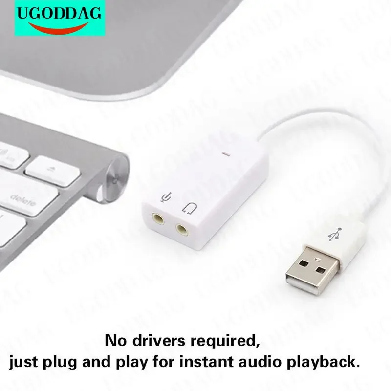 External USB Sound Card 7.1 Adapter USB to 3D Virtual Sound Audio Headset Microphone 3.5mm Jack For Laptop PC Notebook