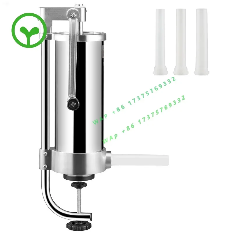 【Premium】SucceBuy 1.5/3L Capacity Vertical Sausage Stuffer Food Filling Processors w/ 3 Stuffing Tubes Kitchen Accessories Home