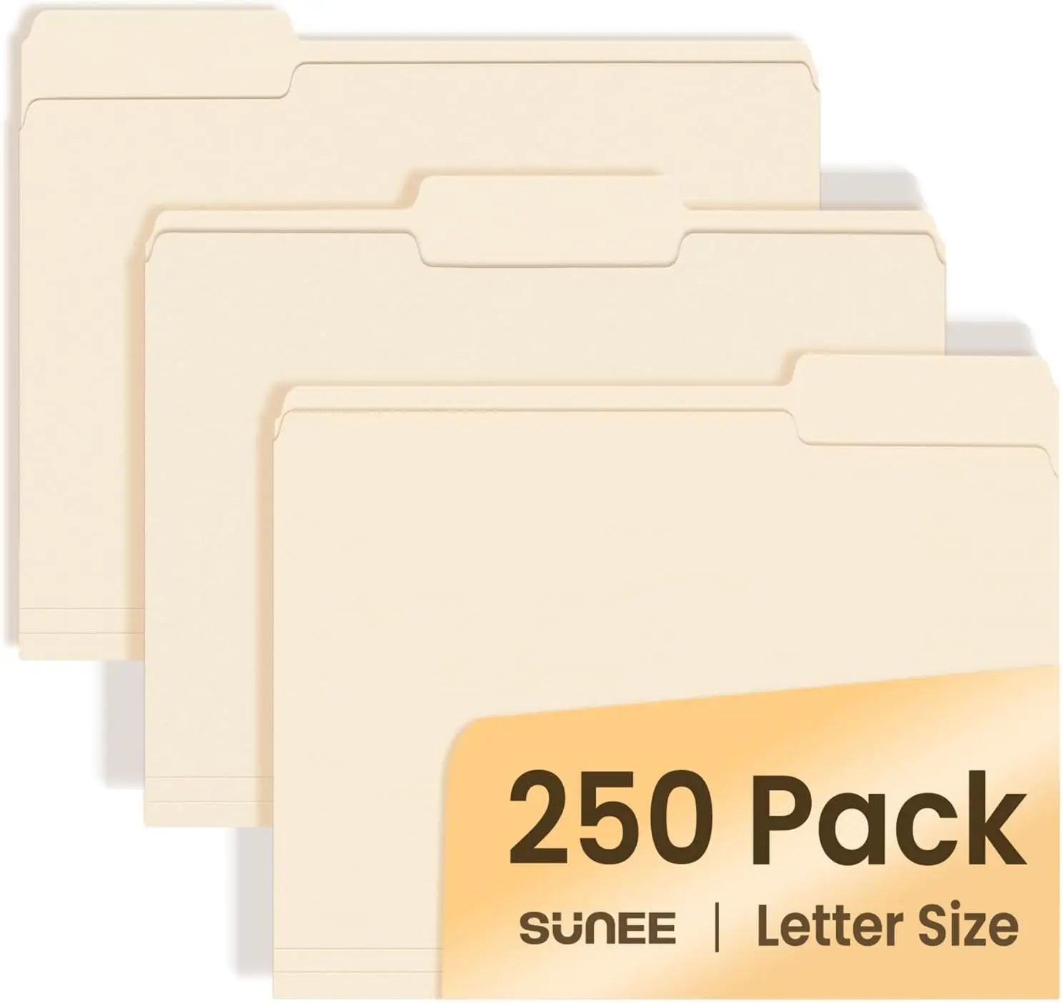 

Manila Folders Letter Size 8.5x11 Inches, 250 Per Box, 1/3 Cut Tab for Easy Labeling and Organization