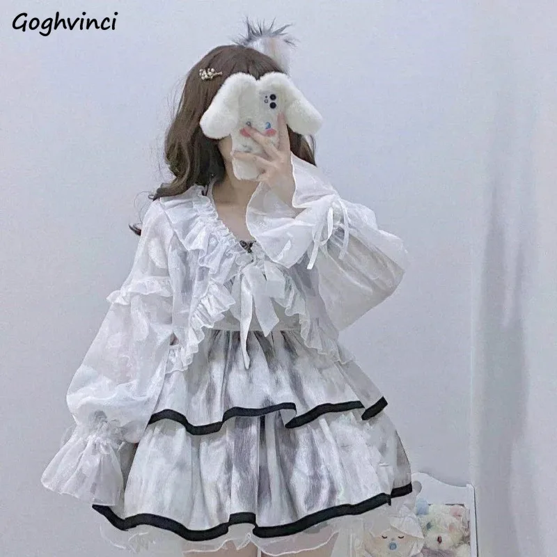 

Jackets Women Bow Sun-proof Korean Fashion Chiffon Ruffles All-match Chic Prevalent Sweet Lovely Girls Summer Harajuku Beautiful